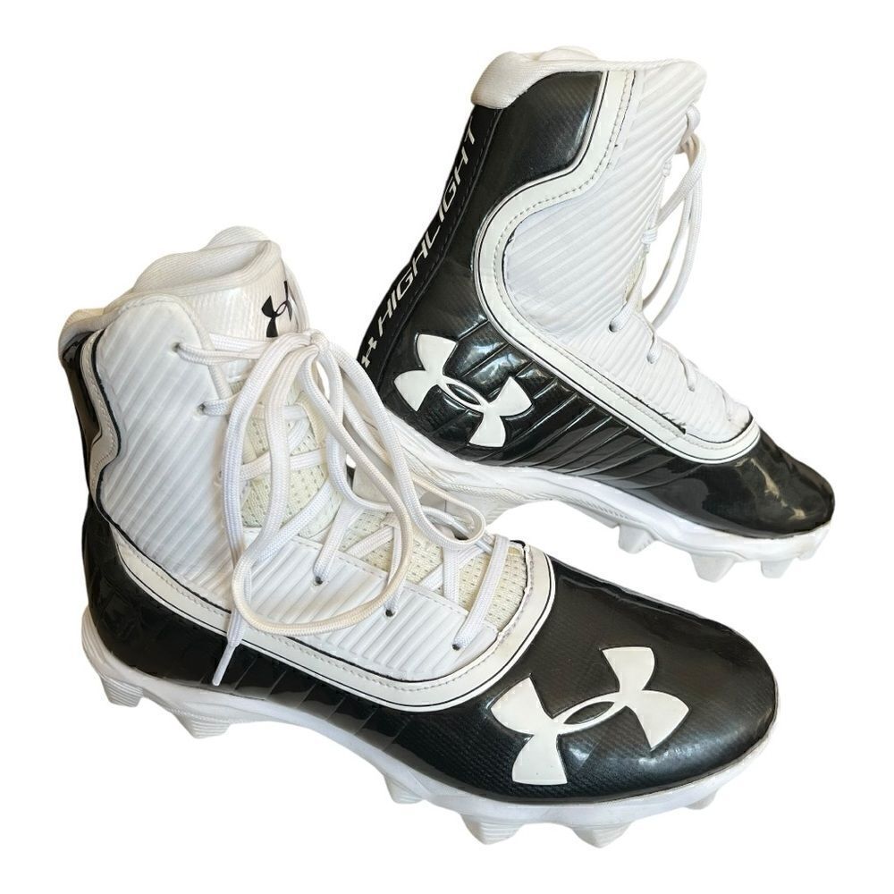 Under Amour Highlight Football Cleats. White/Black. Size: 7.5 Mens